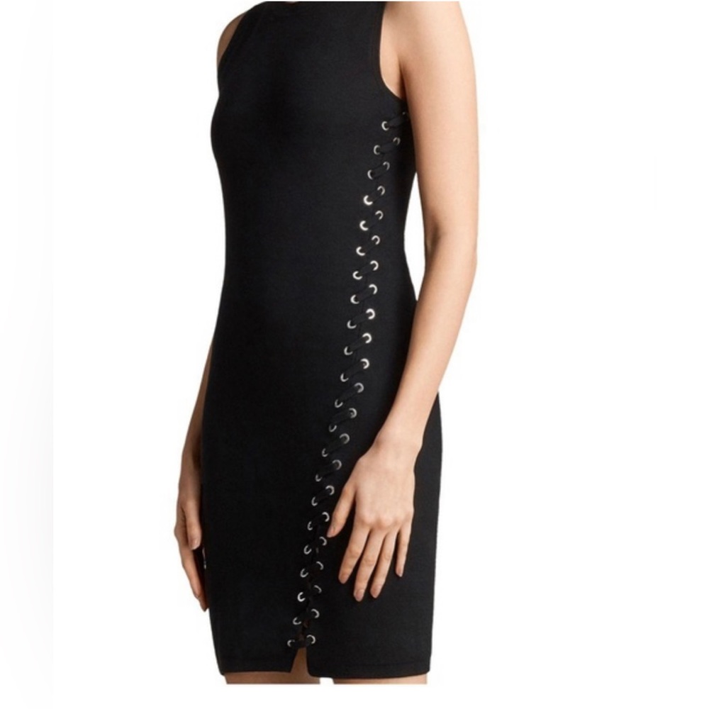 All Saints Amara Laced bodycon Dress in black